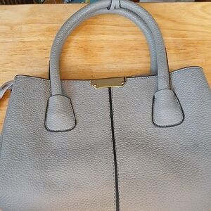Elegant Gray Leather Handbag
